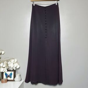 Vintage Odds 'n Evens Black Skirt Juniors Size 5 Long A-Line Button Front Slit